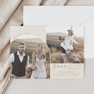Modern Boho Arch   Cream 2 Photo Save The Date