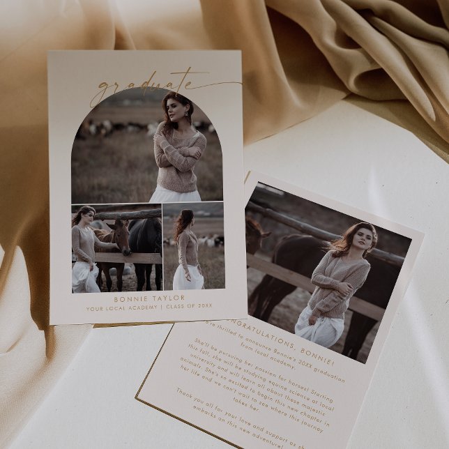 Modern Boho Arch | Cream Graduate Photo Collage Announcement (Creator Uploaded)