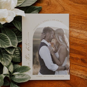 Modern Boho Arch   Cream Photo Save The Date