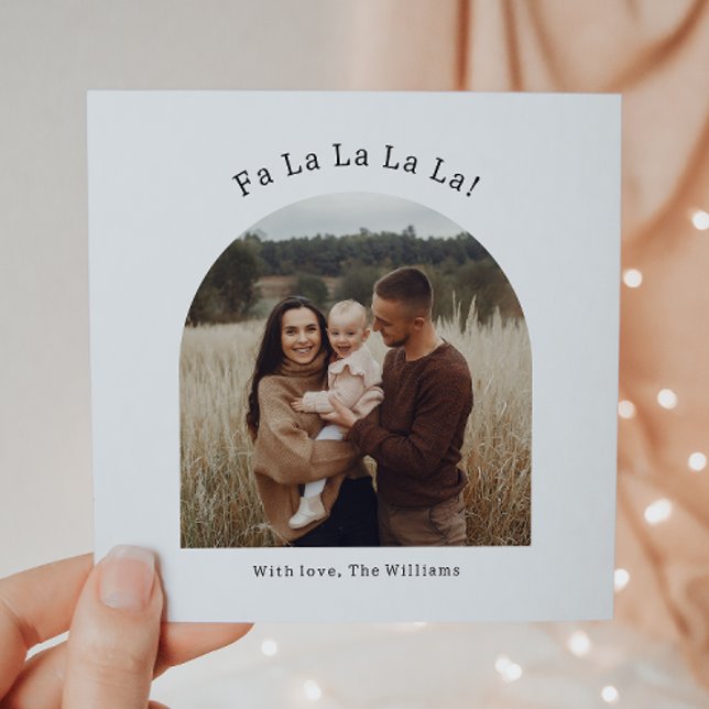 Modern Boho Arch Fa La La La La One Photo Holiday Card (Creator Uploaded)