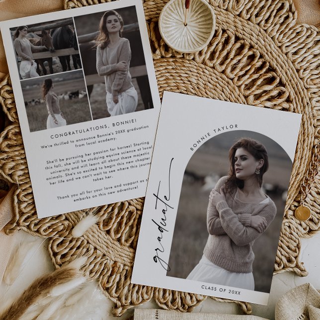 Modern Boho Arch Graduate Photo Graduation Announcement (Creator Uploaded)