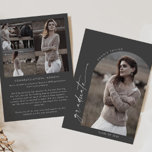 Modern Boho Arch   Gray Graduate Photo Graduation Announcement