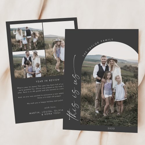 Modern Boho Arch  Gray This Is Us Photo Holiday Card