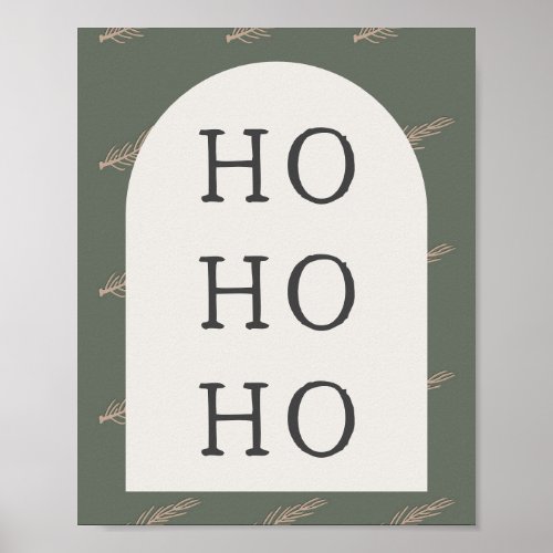 Modern Boho Arch  Green And Gold ho ho ho Print