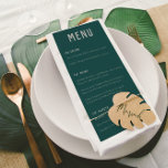 Modern Boho Arch Green Gray Typography Wedding Menu<br><div class="desc">Modern Wedding Menu in dark green and gray with strong clean typography and a boho arch on the back of the card. Customize this Wedding Menu Card to fit your needs, change text elements and colors if you like. Simply delete the text on the back if you want to use...</div>