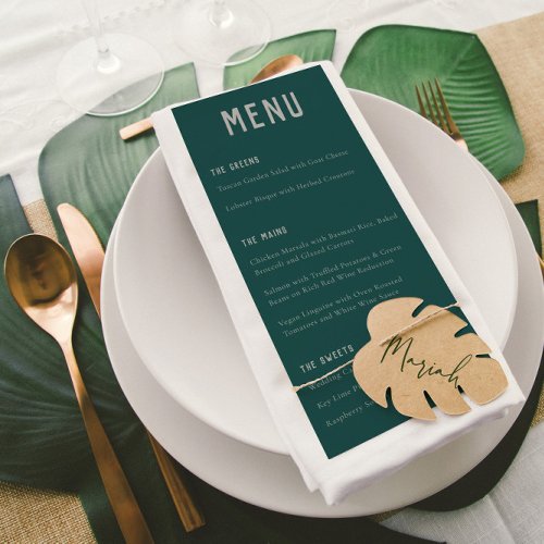 Modern Boho Arch Green Gray Typography Wedding Menu