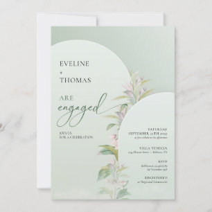 Modern boho arch greenery eucalyptus blush floral invitation