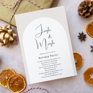 Modern Boho Arch Jingle & Mingle Christmas Party Invitation