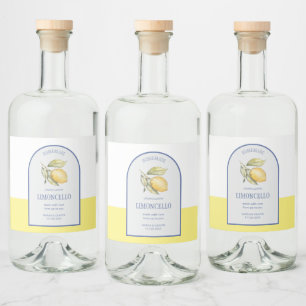 Modern Boho Arch Lemons Limoncello Wedding Bottle  Liquor Bottle Label