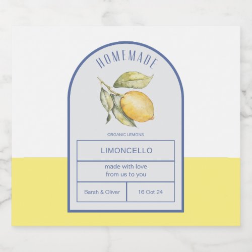 Modern Boho Arch Lemons Limoncello Wedding Bottle  Liquor Bottle Label