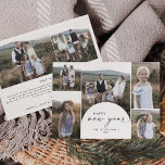 Modern Boho Arch Multi Photo Family News New Years Holiday Card<br><div class="desc">This modern boho arch multi photo family news new years holiday card is the perfect simple holiday greeting. The bohemian black and white design features unique industrial lettering typography with minimalist vintage style. Personalize the front of the card with 6 photos, your family name and the year. Include 2 additional...</div>