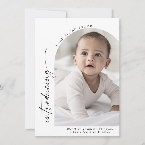 Modern Boho Arch Photo Birth Announcement Zazzle