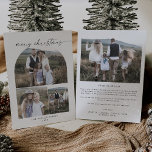 Modern Boho Arch Photo Collage Family Christmas Ho Holiday Card<br><div class="desc">This modern boho arch photo collage family Christmas holiday card is the perfect simple holiday greeting. The bohemian black and white design features unique industrial lettering typography with minimalist vintage style. Personalize the front of the card with 3 photos, your family name and the year. Include an additional photo, and...</div>