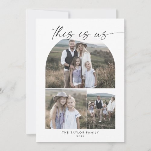 Modern Boho Arch Photo Collage Family This Is Us Holiday Card