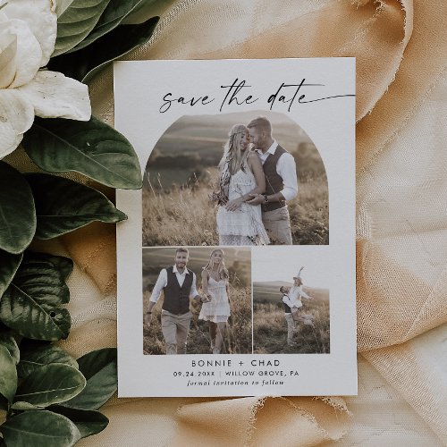 Modern Boho Arch Photo Collage Save The Date