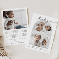 Modern Boho Arch Photo Collage Thank You Birth Announcement