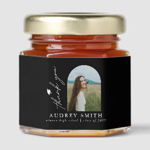 Modern Boho Arch Photo Graduation Thank You Honey Jar Favors