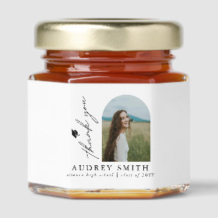 Modern Boho Arch Photo Graduation Thank You Honey Jar Favors