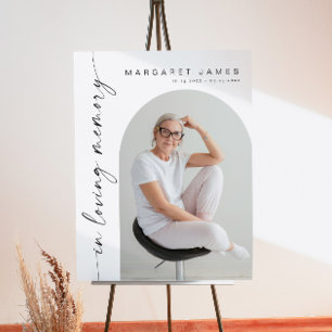 Modern Boho Arch Photo Memorial Funeral Welcome Foam Board