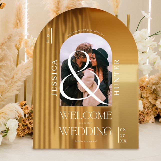 Modern boho arch photo wedding white welcome window cling (Modern boho arch photo wedding white welcome window cling)