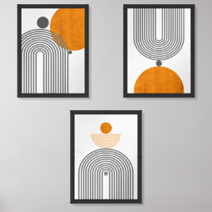 Modern Boho Arch Print – Retro Sun Geometric Wall Art Sets