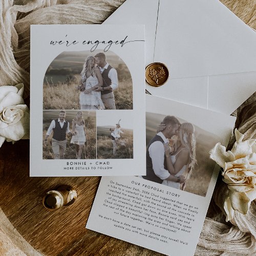 Modern Boho Arch Proposal Photo Collage Engagement Announcement