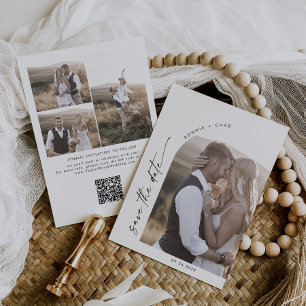 Modern Boho Arch QR Code Photo Save The Date