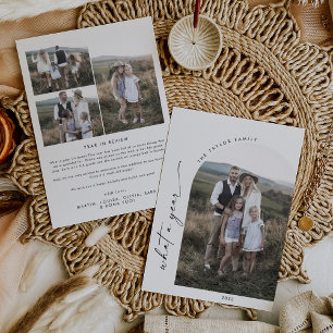 Modern Boho Arch What A Year Photo Year in Review Holiday Card