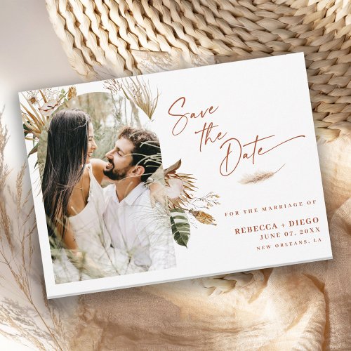 Modern Boho Arched Photo Wedding Save The Date