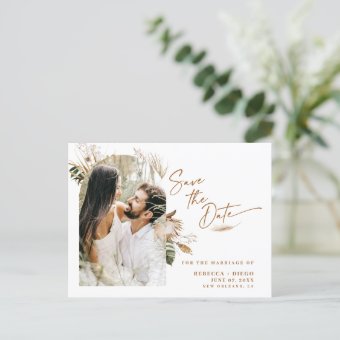 Modern Boho Arched Photo Wedding Save The Date Announcement Postcard ...