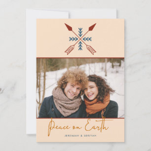 Modern Boho Arrows Peace on Earth Holiday Photo