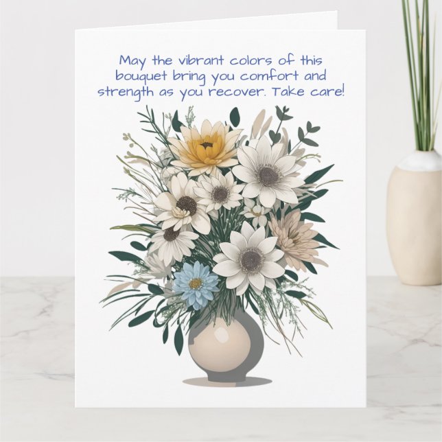 Modern Boho Art Flower Get Well Soon Card (Front)