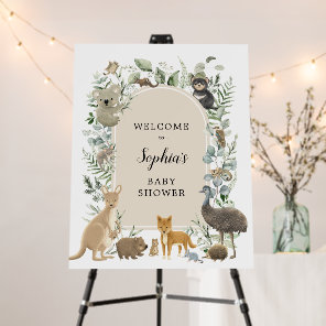 Modern Boho Australian Animals Baby Shower Welcome Foam Board
