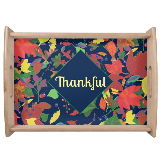 Modern Boho Autumn Fall Foliage Custom Serving Tray (Front)