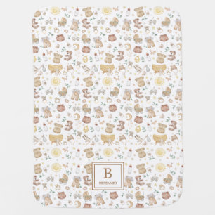 Modern Boho Baby Cloths Neutral Nursery Monogram Blanket