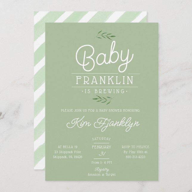 Modern Boho Baby Is Brewing Baby Shower  Invitation (Front/Back)