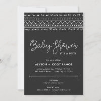 Modern Boho Baby Shower | Charcoal Invitation