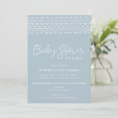 Modern Boho Baby Shower | Dusty Blue Invitation (Standing Front)
