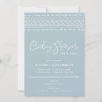 Modern Boho Baby Shower | Dusty Blue Invitation