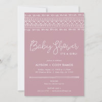 Modern Boho Baby Shower | Mauve Invitation