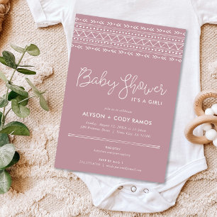 Modern Boho Baby Shower   Mauve Invitation