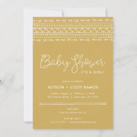 Modern Boho Baby Shower | Mustard Invitation