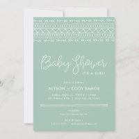 Modern Boho Baby Shower | Sage Green Invitation