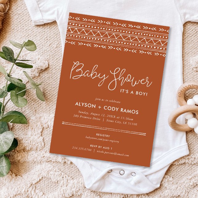 Modern Boho Baby Shower | Terra Cotta Invitation