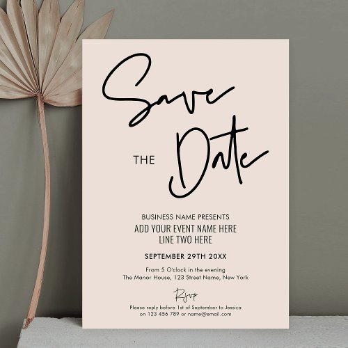 Modern Boho Beige Business Event Save the Date Invitation