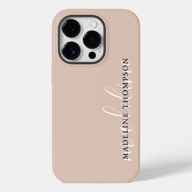 Modern Boho Beige Calligraphy Script Case-Mate iPhone Case (Back)
