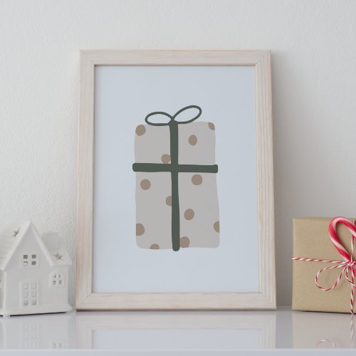 Modern Boho Beige Christmas Present Wall Art Print