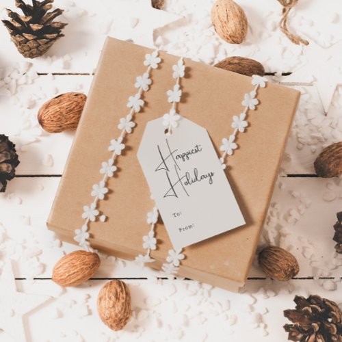 Modern Boho Beige Happiest Holidays To and From Gift Tags