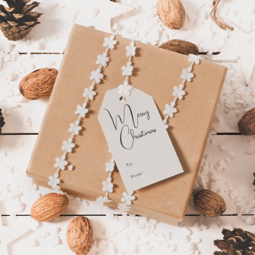 Modern Boho Beige Merry Christmas To and From Gift Tags
