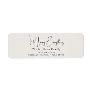 Modern Boho Beige Merry Everything Return Address Label